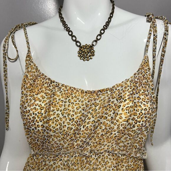 NWT Simplee Cottagecore Tiered Ruffle Cheetah Print Sundress -Juniors Large - Picture 4 of 12